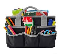 Art Class Tote Bag for Elementary to College Level Use Featuring Oxford Fabric and Layout That Accommodates Common Learning Supplies (Black And Gray)