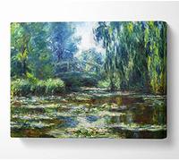 Art Classic Monet Water Lillies In Monets Garden Canvas Print Wall Art - Canvas Art Medium 20 x 32 Inches