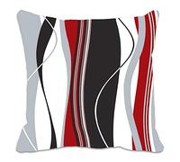 Art color Red Black White Grey Vertical Wave Stripes Cushion Cover for Living Room Sofa