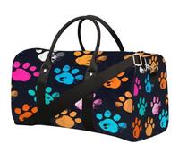 Art Colorful Animal Paw Print Sports Tote Gym Bag for Men & Women, Water Resistant Foldable Travel Duffel Bag, Lightweight Carry-On Weekender Overnight Bag for Workout Hospital
