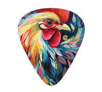 Art Colorful Chicken 12 Pcs Guitar Picks, 0.46mm/0.71mm/0.96mm Thickness, Guitar Plectrum With Storage Case For Acoustic-Electric Guitar Ukulele Bass
