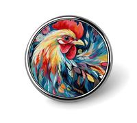 Art Colorful Chicken Button Pin,Design Your Own Personalized Pin Back Button Badges Exquisite Round Badge Travel Brooch Metal Decorative Pins for Hat Clothes Backpack