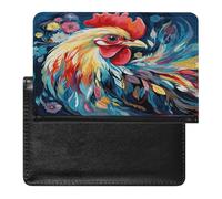 Art Colorful Chicken Passport Holder PU Leather Slim Passport Cover with Card Slots Travel Document Holder Cover