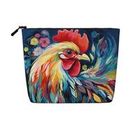 Art Colorful Chicken Toiletry Bags for Women, Portable Travel Cosmetic Bag, Daily Organiser with Zipper