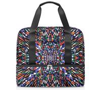 Art Colorful Geometry Sports Duffle Bag for Women Men Kirls Boys Girls 21 L Weekend Overnight Bags Wet Seperated Tote Bag for Travel Gym Yoga