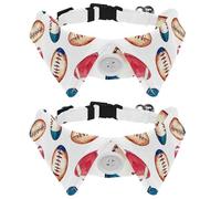 Art Colorful Rugby Ball Dog Collar Bowtie, Comfortable Adjustable Dog Bow Tie Collar for Small Boys and Girls Pets