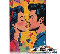 Art Couple 500 Pieces Wooden Puzzles for Adults Jigsaw Puzzles Educational Game Challenge Toy 500pcs (52x38cm)