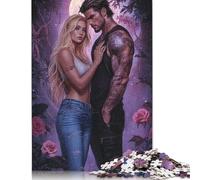 Art Couple Puzzle for Adults And Teenagers 500 Pieces Wooden Puzzles for Teenagers Gifts Brain Teaser Game 500pcs (52x38cm)