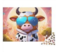 Art Cow Jigsaw Puzzles Puzzle for Adults Kids. 1000 Piece Cartoon Cow Whimsical Challenge Toy Educational Game Home Decoration for Adults& Kids Age 14 Years Up 1000pcs (75x50cm)