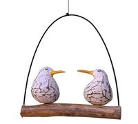 ART-CRAFT Two Wooden Swinging Seagulls on Driftwood Piece in Romantic Country House Style with White Wash Look in Shabby Chic Style