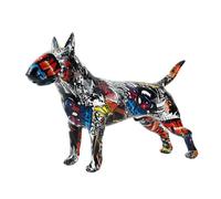 Art Creative Simple Colorful Bull Terrier Ornaments Statue Resin Pet Dog Figurine Crafts Home Decoration Color Modern Office Desktop Craft (G861 Mc)