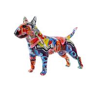 Art Creative Simple Colorful Bull Terrier Ornaments Statue Resin Pet Dog Figurine Crafts Home Decoration Color Modern Office Desktop Craft (G861 RA)