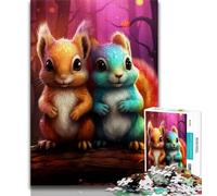 Art Cute Squirrel Adult Jigsaws 1000 Pieces Difficult,Family Game Stress Reliever Difficult Challenge Secret Santa Gifts 38x26cm