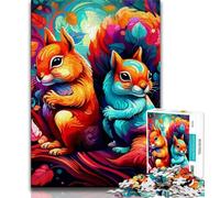 Art Cute Squirrel Puzzles for Adults Teens 1000pc Puzzle,Toys Educational Games Stress Relieving Wishlist with Santa Claus (50x75cm)