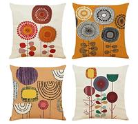 Art Dandelion Cushion Covers 45cm x 45cm Outdoor Cushions Waterproof Linen Cushion Covers 18x18 inch Square Throw Pillow Covers Pack of 4 for Decorative Pillows Sofa Cushions Garden Cushions E36