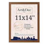 Art & Dec Zone® Elegant Walnut Wood Finish Frame 14x11 Inch - MDF Picture Frame with Shatterproof Acrylic - Wall Hanging Poster Home & Office Decor
