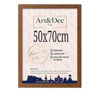 Art & Dec Zone® Elegant Walnut Wood Finish Frame 70x50 cm MDF Picture Frame with Shatterproof Acrylic - Wall Hanging Poster Home & Office Decor