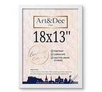 Art & Dec Zone® Elegant White MDF Picture Frame 18x13 Inch - High-Clarity Shatter-Proof Acrylic Poster Holder for Modern Wall Decor