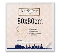 Art & Dec Zone® Elegant White MDF Picture Frame 80x80 cm Square Durable MDF Poster Frame with Clear Acrylic Protection - Wall Display for Photos, Artwork & Prints