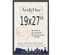 Art & Dec Zone® Sl lack MDF Picture Frame 27x19 Inch - High-Clarity Shatter-Proof Acrylic Poster Holder for Modern Wall Decor