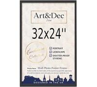 Art & Dec Zone® Sl lack MDF Picture Frame 32x24 Inch - High-Clarity Shatter-Proof Acrylic Poster Holder for Modern Wall Decor