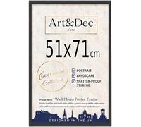 Art & Dec Zone® Sl lack MDF Picture Frame 51x71 cm Durable MDF Poster Frame with Clear Acrylic Protection - Wall Display for Photos, Artwork & Prints