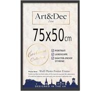 Art & Dec Zone® Sl lack MDF Picture Frame 75x50 cm Durable MDF Poster Frame with Clear Acrylic Protection - Wall Display for Photos, Artwork & Prints