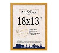 Art & Dec Zone® Sleek Oak MDF Picture Frame 18x13 Inch - High-Clarity Shatter-Proof Acrylic Poster Holder for Modern Wall Decor