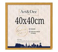 Art & Dec Zone® Sleek Oak MDF Picture Frame 40x40 cm Square - High-Clarity Shatter-Proof Acrylic Poster Holder for Modern Wall Decor