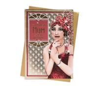 Art Deco 1920's Flapper Lady - Fabulous Mum - Glittered Birthday Card