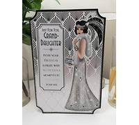 Art Deco 1920's Flapper Lady - Granddaughter - Glittered Silver Birthday Card
