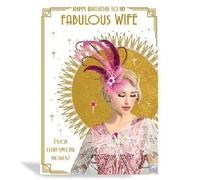 Art Deco 1920's Flapper Lady - Wife - Foiled Birthday Card with Gem Detail
