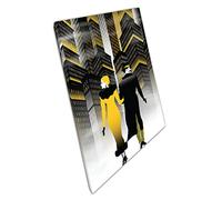 Art Deco 1920's Glamour Style Inspired Golden Couple In The City Digital Illustration Wall Art Print On Canvas Picture For Home Office Decor 30x20cm (12x8In)