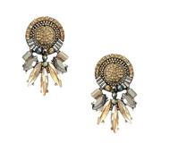 Art Deco Antique Retro Vintage Style Amber Citrine Topaz Grey Earth Tones Rhinestone Bridal Bridesmaid Wedding Prom Cluster Earrings