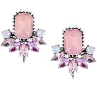 Art Deco Antique Retro Vintage Style Lavender Lilac Purple Pink Opal Rhinestone Bridal Bridesmaid Wedding Prom Cluster Earrings