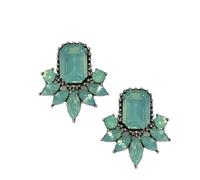 Art Deco Antique Retro Vintage Style Mint Seafoam Green Opal Rhinestone Bridal Bridesmaid Wedding Prom Cluster Earrings