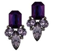 Art Deco Antique Vintage Style Dark Eggplant Purple Amethyst Rhinestone Bridal Bridesmaid Wedding Prom Cluster Earrings
