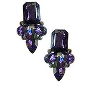 Art Deco Antique Vintage Style Eggplant Dark Purple Amethyst Rhinestone Bridal Bridesmaid Wedding Prom Cluster Earrings