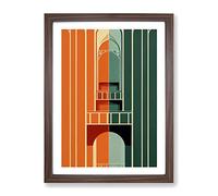 Art Deco Architecture Framed Wall Art Print A2 Walnut