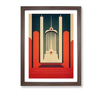 Art Deco Architecture Framed Wall Art Print A2 Walnut