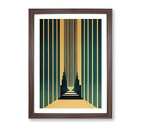 Art Deco Architecture No.1 Skyscraper Framed Print | A2 Walnut Framed Wall Art | Ready to Hang | Art Deco Cityscape Picture | Living Room Bedroom Lounge Office