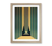 Art Deco Architecture No.1 Skyscraper Framed Print for Living Room Bedroom Home Office Décor, Wall Art Picture Ready to Hang, Oak A4 Frame (34 x 25 cm)