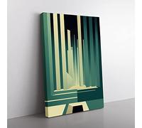 Art Deco Architecture No.2 Skyscraper Canvas Wall Art Print Ready to Hang, Framed Picture for Living Room Bedroom Home Office Décor, 50x35 cm (20x14 Inch)