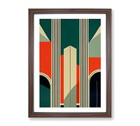 Art Deco Architecture No.3 Skyscraper Framed Print | A4 Walnut Framed Wall Art | Ready to Hang | Art Deco Cityscape Picture | Living Room Bedroom Lounge Office