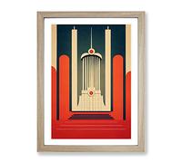Art Deco Architecture No.5 Framed Print for Living Room Bedroom Home Office Décor, Wall Art Picture Ready to Hang, Oak A2 Frame (64 x 46 cm)