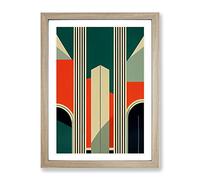 Art Deco Architecture Skyscraper Framed Wall Art Print A2 Oak