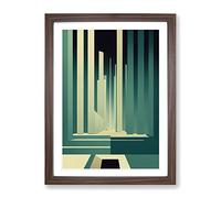 Art Deco Architecture Skyscraper Framed Wall Art Print A2 Walnut