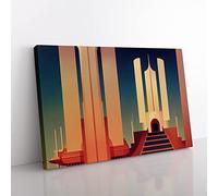 Art Deco Architecture Vol.3 Canvas Wall Art Print Ready to Hang, Framed Picture for Living Room Bedroom Home Office Décor, 76x50 cm (30x20 Inch)