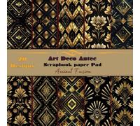 Art Deco Aztec Fusion Scrapbook Paper Pad: Black Gold Metallic patterned paper for papercraft projects
