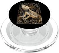 Art Deco Bearded Dragon with Starburst and Geometric Frame PopSockets PopGrip for MagSafe